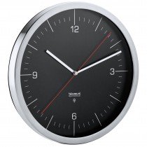 Wanduhr Funk CRONO Edelstahl matt mit Klarglas kombiniert Funkuhr