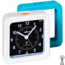 Wecker Funk Funkwecker analog weiß türkis mit Licht Snooze