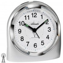 Wecker Funk Funkwecker analog silbern mit Licht Snooze