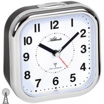 Wecker Funk Funkwecker analog schwarz silbern mit Licht Snooze