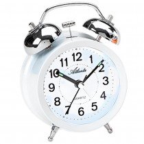 Wecker Quarz Glockenwecker Doppelglockenwecker weiß leise Licht