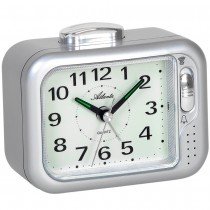 Wecker Quarz analog silbern Glockenton oder Piepton