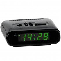 Wecker Netzwecker digital schwarz grün mit Snooze LED