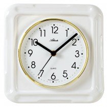 Küchenuhr Wanduhr Küche Quarz analog Keramik Keramikuhr weiß eckig