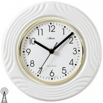 Küchenuhr Wanduhr Küche Funk Funkwanduhr analog Keramik weiß