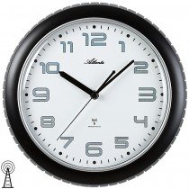 Funkwanduhr analog schwarz grau rund