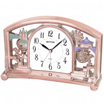 Tischuhr Quarz mit Pendel rosa roségold farben mit Weckfunktion