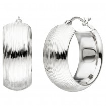 JOBO Creolen breit 925 Sterlingsilber mit Struktur Ohrringe