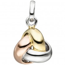 JOBO Anhänger Knoten 925 Sterlingsilber triolor vergoldet dreifarbig