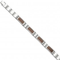 JOBO Herren Armband aus Edelstahl mit braunen Carbon Einlagen 21cm