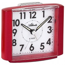 Atlanta Wecker Quarz analog rot leise ohne Ticken mit Licht Snooze
