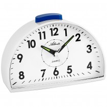 Atlanta Wecker Quarz analog weiß halbrund mit Glockensignal