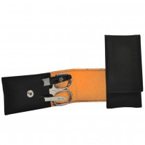 Pfeilring Maniküretui VEGAN schwarz orange 3-teilige Bestückung Maniküre Set