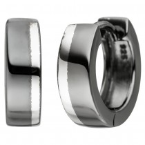 JOBO Creolen 925 Sterlingsilber schwarz bicolor Ohrringe