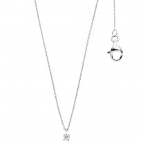 Collier Kette mit Anhänger 585 Weißgold 1 Diamant Brillant 45cm