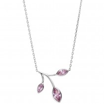 Collier Kette mit Anhänger 925 Sterling Silber 3 Zirkonia rosa 45cm Kette