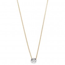 Collier Kette mit Anhänger 750 Gelbgold Weißgold bicolor 1 Diamant Brillant