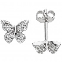 JOBO Ohrstecker Schmetterling 925 Silber mit Zirkonia Ohrringe