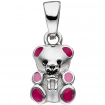 JOBO Kinder Anhänger Teddy Teddybär 925 Sterlingsilber mit rosa pink