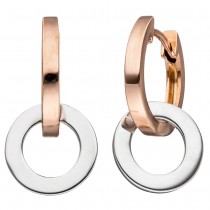 JOBO Creolen mit Einhänger 375 Rotgold Weißgold bicolor Ohrringe