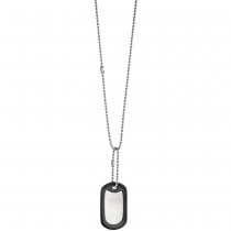 JOBO Collier Kette mit Anhänger Dog Tag aus Edelstahl mit Silikon 50cm Gravurplatte