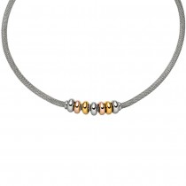 Collier Kette mit Anhänger Edelstahl bicolor 45cm Strumpfkette