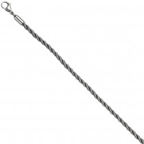 Halskette Kette Nylonkordel grau 80cm mit Karabiner aus Edelstahl