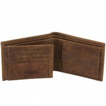 Geldbörse VINTAGE LINE Wasserbüffel Leder braun RFID Schutz Querformat