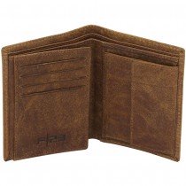 Geldbörse VINTAGE LINE Wasserbüffel Leder braun RFID Schutz Hochformat