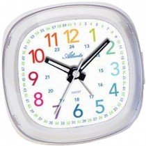 Atlanta Wecker Kinderwecker Quarz weiß bunt leise Lernwecker für Kinder