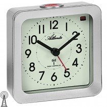 Atlanta Wecker Funk Funkwecker silbern eckig mit Licht Snooze