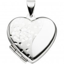 JOBO Medaillon Herz für 2 Fotos 925 Silber teil matt Herzmedaillon zum Öffnen