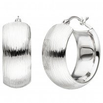 JOBO Creolen breit 925 Sterlingsilber mit Struktur Ohrringe