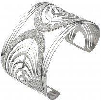 JOBO Armspange offener Armreif aus Edelstahl mit Glitzereffekt Armband breit