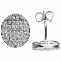 JOBO Ohrstecker oval 925 Sterlingsilber 60 Zirkonia Ohrringe
