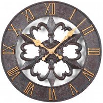 Atlanta Wanduhr Quarz analog rund Eisen-Optik römische Ziffern