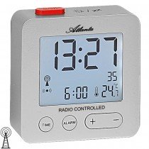 Atlanta Wecker Funk Funkwecker digital silbern mit Licht Temperatur