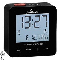 Atlanta Wecker Funk Funkwecker digital schwarz mit Licht Temperatur