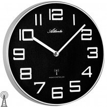 Atlanta Wanduhr Funk Funkwanduhr analog silbern schwarz rund