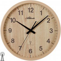 Atlanta Wanduhr Funk analog braun hellbraun Holz-Optik rund