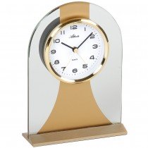 Atlanta Stiluhr Tischuhr WeckerQuarz golden Glas mit Weckfunktion