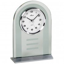 Atlanta Stiluhr Tischuhr Wecker Quarz silbern Glas mit Weckfunktion