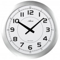 Atlanta Wanduhr Quarz analog silbern flach rund modern