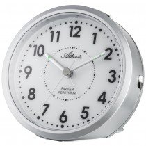 Atlanta Wecker Quarz analog silbern leise ohne Ticken mit Licht Snooze