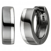 JOBO Creolen 925 Sterlingsilber schwarz bicolor Ohrringe