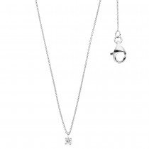 Collier Kette mit Anhänger 585 Weißgold 1 Diamant Brillant 45cm