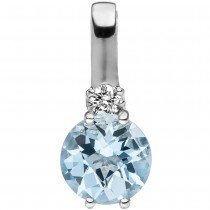 JOBO Anhänger 585 Weißgold 1 Diamant Brillant 1 Aquamarin hellblau blau
