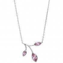 Collier Kette mit Anhänger 925 Sterling Silber 3 Zirkonia rosa 45cm Kette
