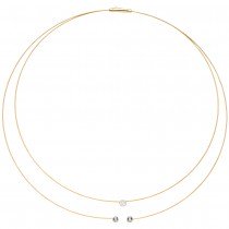 JOBO Collier Halskette 2-reihig 750 Gold bicolor 3 Diamanten Brillanten 42cm Kette