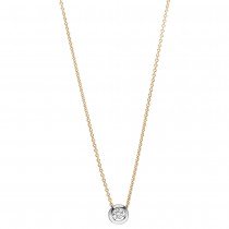 Collier Kette mit Anhänger 750 Gelbgold Weißgold bicolor 1 Diamant Brillant